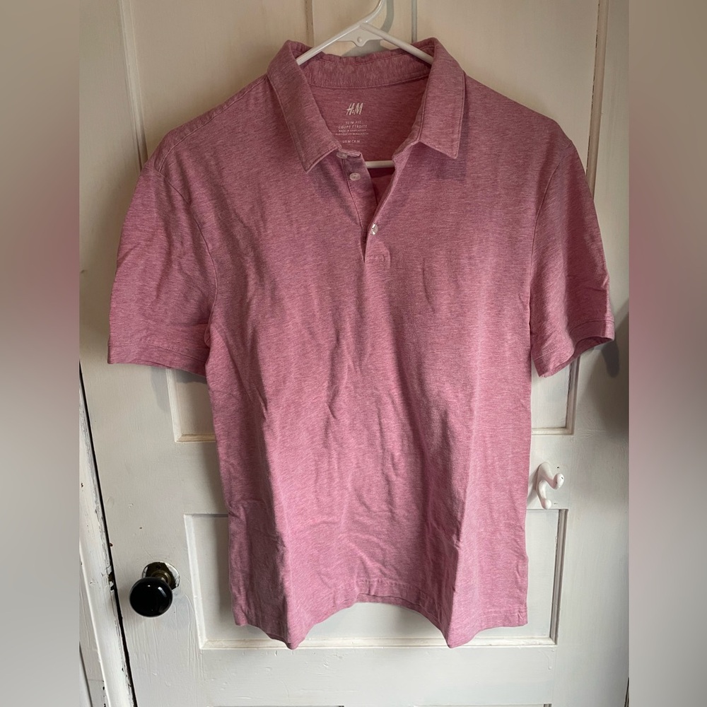 H&M Coral Mens Slim Fit Polo - Medium